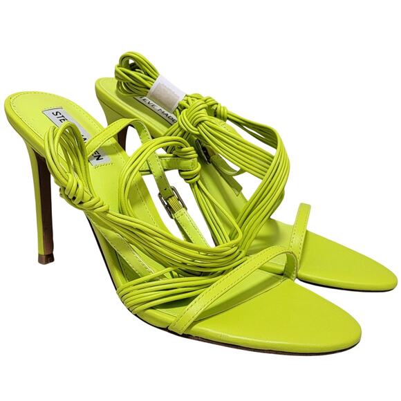 Steve Madden Women Ankle Wrap Stiletto Heel Sandal Size US 9M Lime Green Leather - Picture 2 of 4
